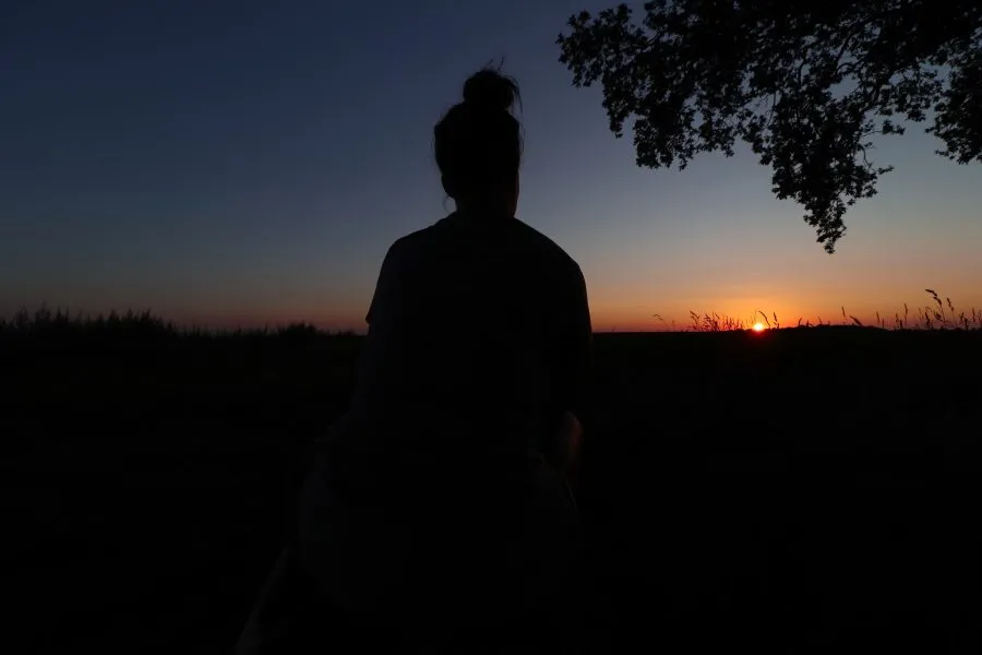 Sherren bij zonsondergang - Stralend in het gouden licht 🌞 Sherren staat in de gloed van de ondergaande zon, haar silhouet omhuld door warmte en stilte. De hemel kleurt zacht, de... - Landscape, Portret - Emmen, Emmermee...